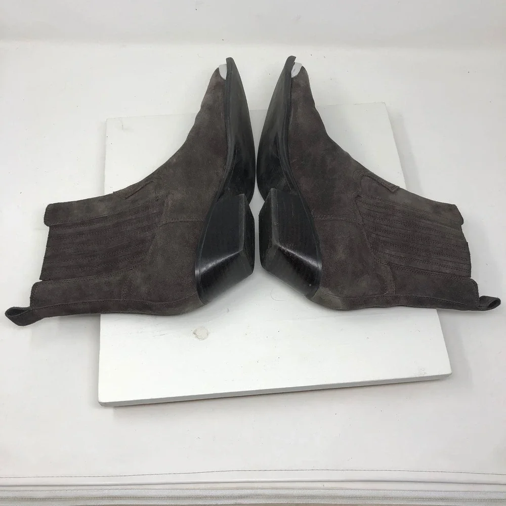 Marc Fisher LTD Boots Womens 9 Brown Suede Metal Toe Western Chelsea Cowgirl